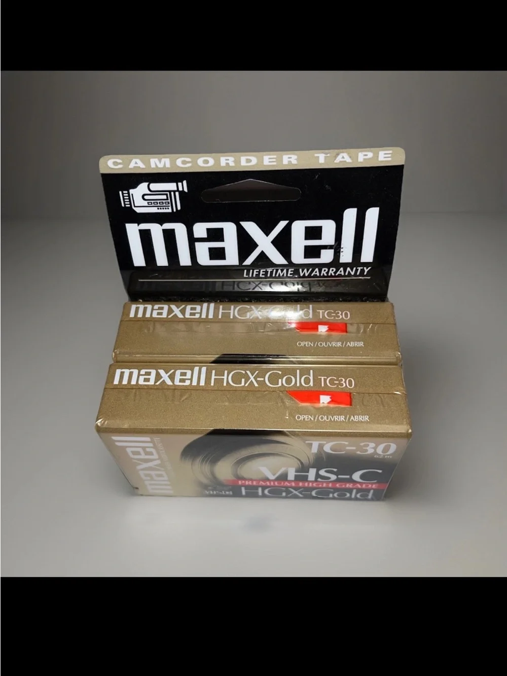 Maxell Camcorder Tapes (2) TC-30 VHS-C Premium High Grade HGX-Gold